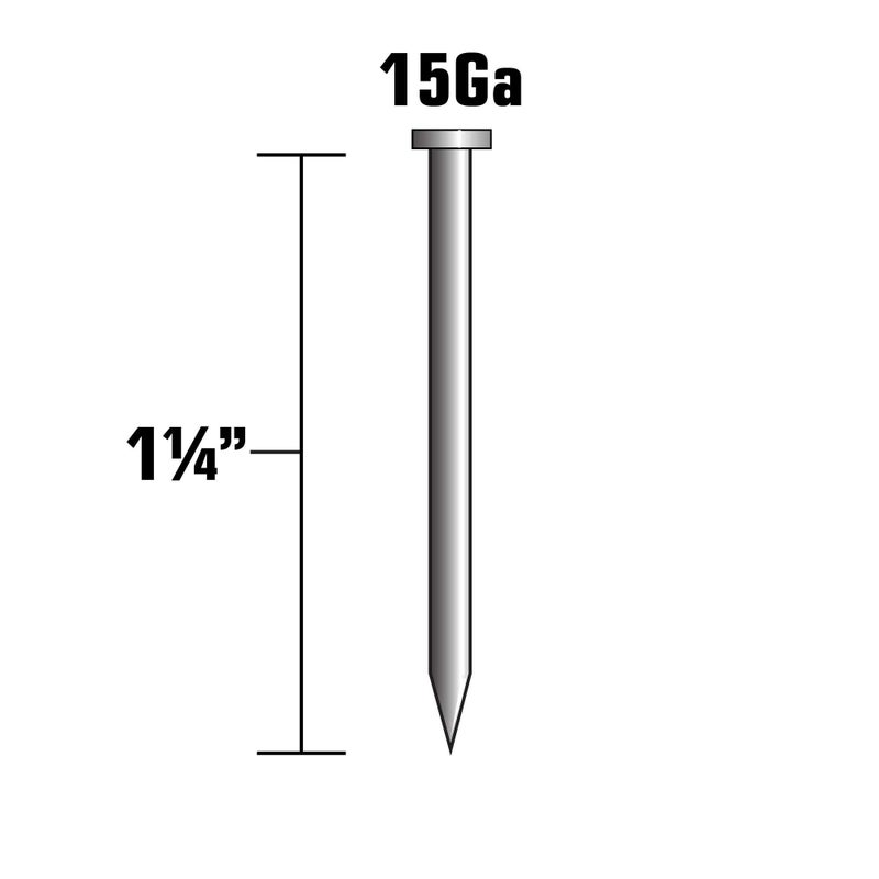 Metabo HPT Finish Nails | 1-1/4 Inch x 15 Gauge | Angled | Electro Galvanized | 1000 Count | 24201SHPT